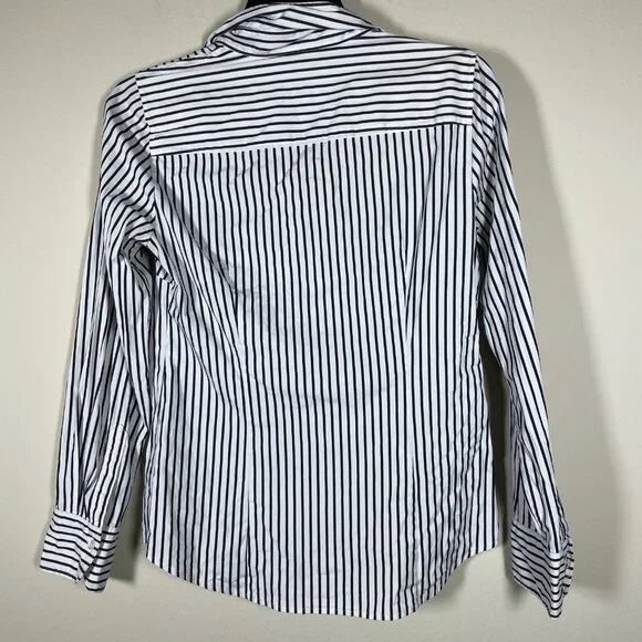 J Crew Women's Haberdashery Stripe Button-Up Shirt Black & White Small - Picture 6 of 6